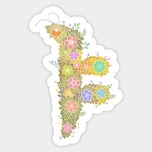 "ㅑ" Floral Letter Hangeul Sticker